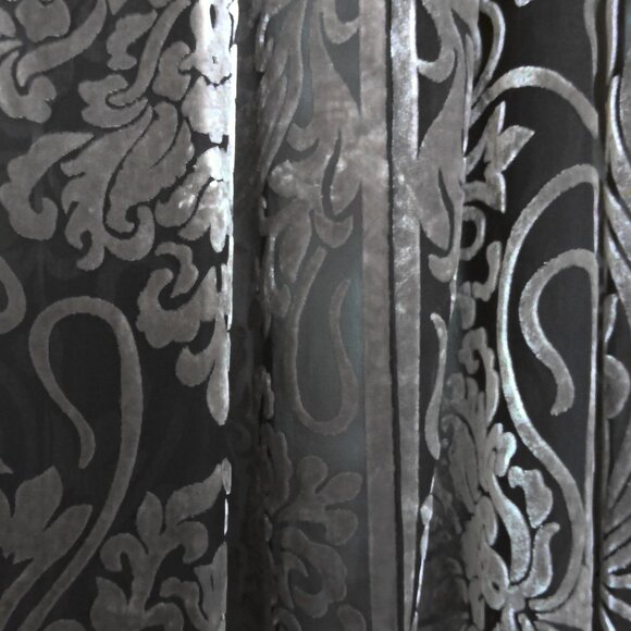 Shanak Silk Velvet Scarf Wrap Shawl Taupe & Black Fringed Brocade Burnout EUC - Picture 3 of 5